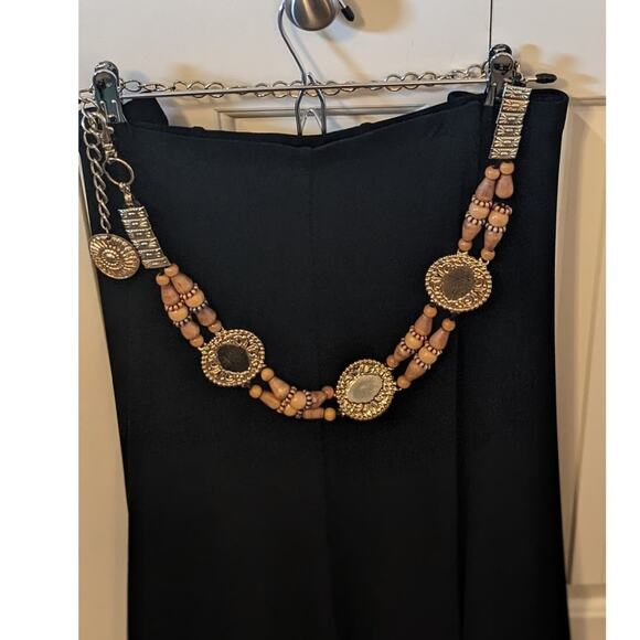 Vintage Wood Bead Metal Disk Chain Belt 27-42" - Picture 6 of 6